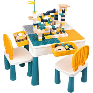 Multi-functional Building Block Table with Storage
