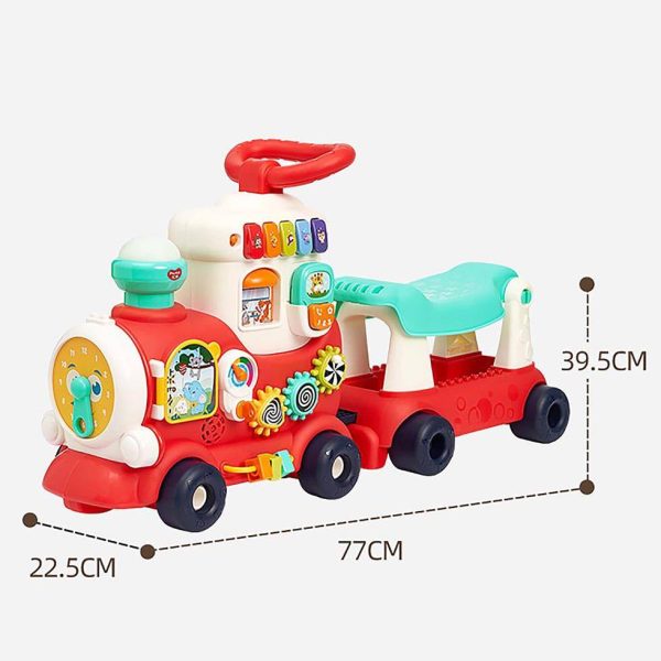 Musical Ride & Push Walker Train Toy with Light & Detachable Trailer - Image 6