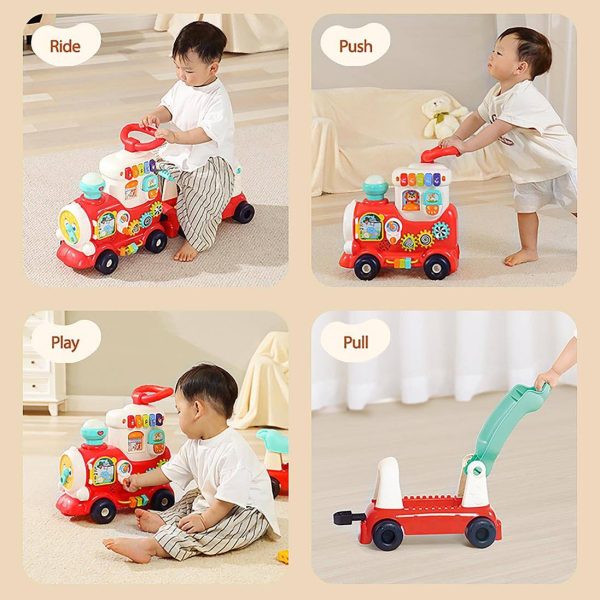 Musical Ride & Push Walker Train Toy with Light & Detachable Trailer - Image 4