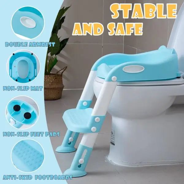 Foldable Potty Training Seat with Step Stool for Children - Image 2
