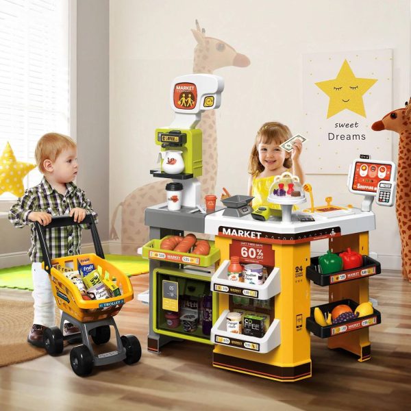 Supermarket & Grocery Store Set with Scanner & Shopping Cart