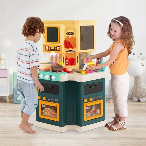 Kids' Interactive Play Kitchen Set with Lights, Sounds & Accessories - Image 3