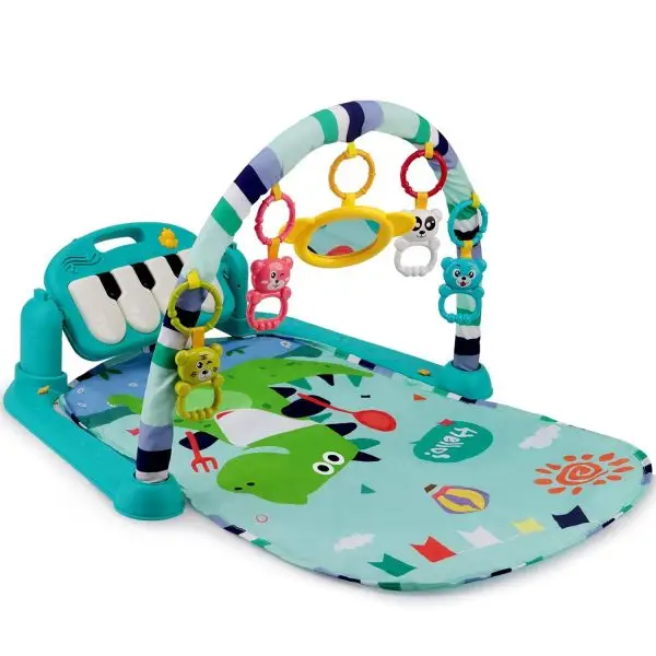 Baby Play Mat & Activity Gym with Detachable Piano, Music & Tummy Time Mirror