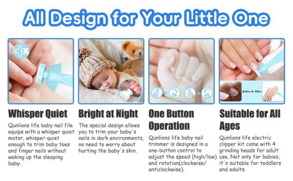 Electric Baby Nail Trimmer & Filer with LED Light and Multiple Grinding Heads - Image 9