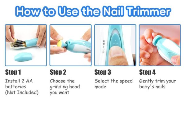 Electric Baby Nail Trimmer & Filer with LED Light and Multiple Grinding Heads - Image 8