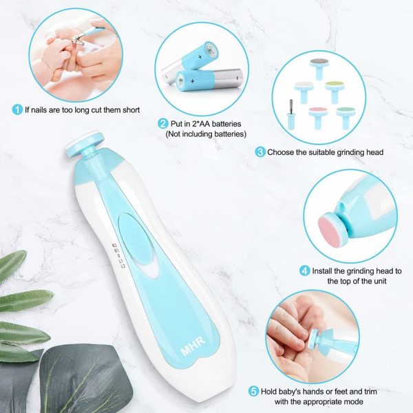 Electric Baby Nail Trimmer & Filer with LED Light and Multiple Grinding Heads - Image 3