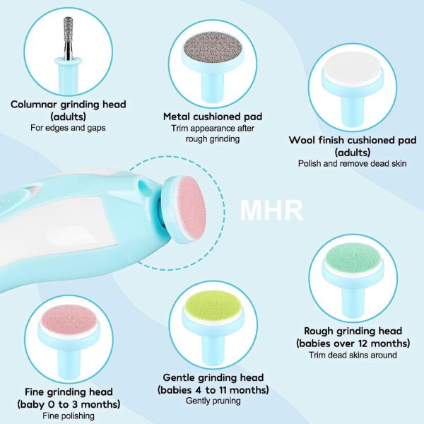 Electric Baby Nail Trimmer & Filer with LED Light and Multiple Grinding Heads - Image 2