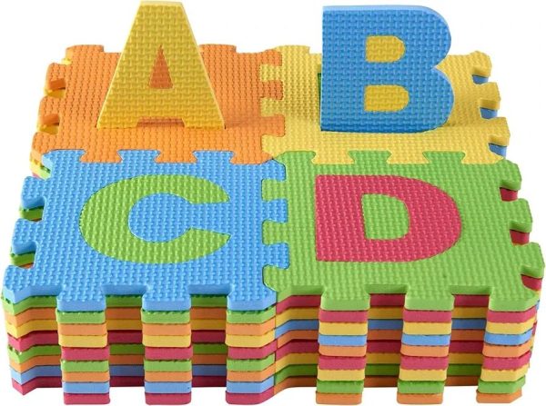 26-pices Colorful Interlocking Alphabet & Number Foam Play Mat for Kids (EVA Foam)