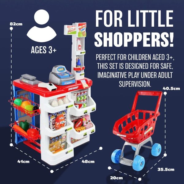 Kids' Home Supermarket & Shopping Cart Set with Cash Register & Scanner - Image 5