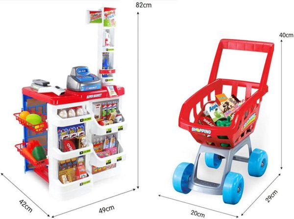 Kids' Home Supermarket & Shopping Cart Set with Cash Register & Scanner - Image 11