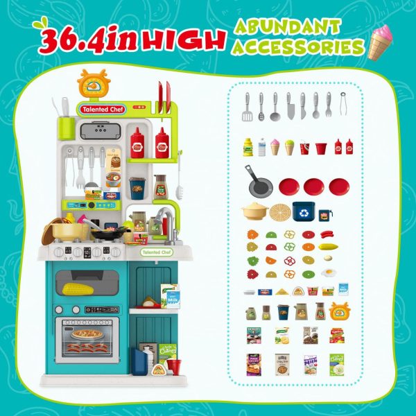 Large Pretend Play Kitchen Set for Kids with Realistic Sounds, Lights & Accessories (95 Pcs) - Image 2