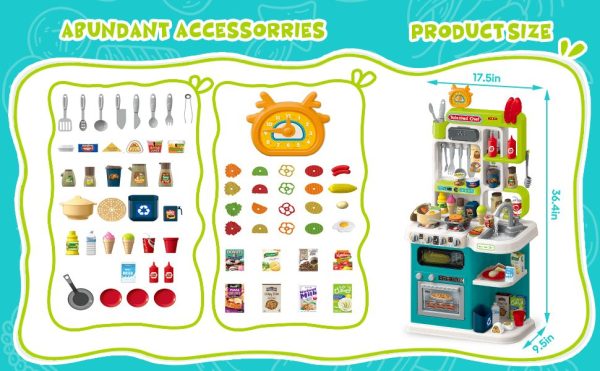 Large Pretend Play Kitchen Set for Kids with Realistic Sounds, Lights & Accessories (95 Pcs) - Image 12