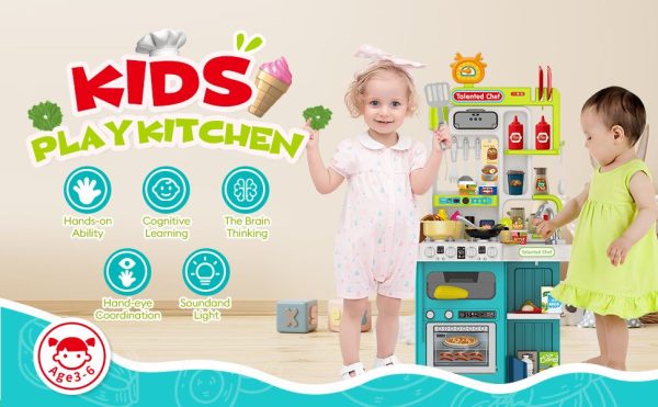 Large Pretend Play Kitchen Set for Kids with Realistic Sounds, Lights & Accessories (95 Pcs) - Image 11