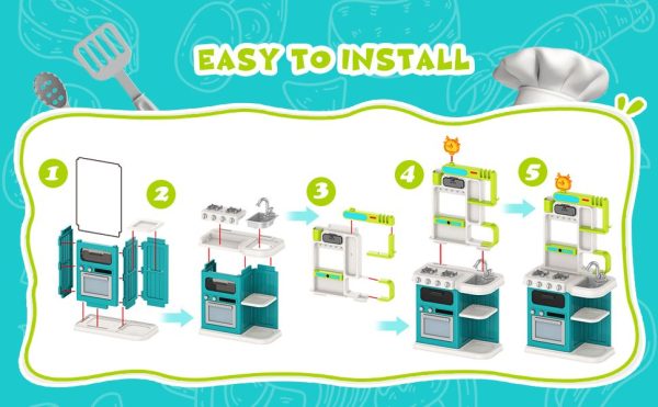 Large Pretend Play Kitchen Set for Kids with Realistic Sounds, Lights & Accessories (95 Pcs) - Image 9