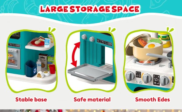 Large Pretend Play Kitchen Set for Kids with Realistic Sounds, Lights & Accessories (95 Pcs) - Image 8