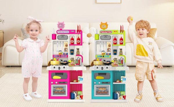 Large Pretend Play Kitchen Set for Kids with Realistic Sounds, Lights & Accessories (95 Pcs) - Image 7
