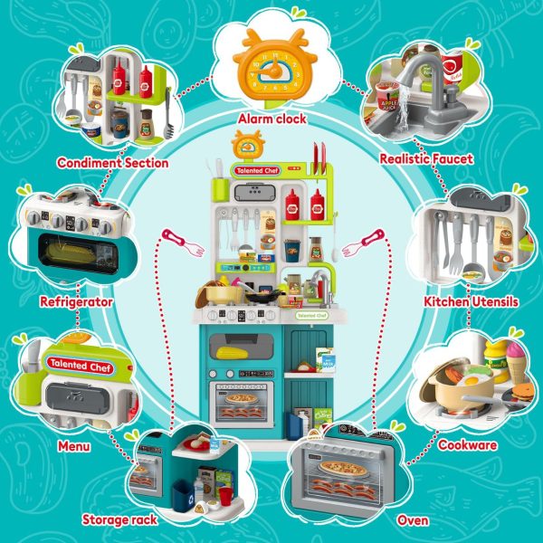 Large Pretend Play Kitchen Set for Kids with Realistic Sounds, Lights & Accessories (95 Pcs) - Image 5