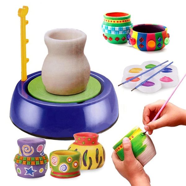 DIY Electric Pottery Wheel Kit with Clay, Paints & Tools - Image 2