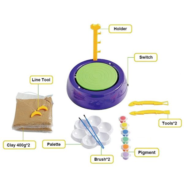 DIY Electric Pottery Wheel Kit with Clay, Paints & Tools - Image 6
