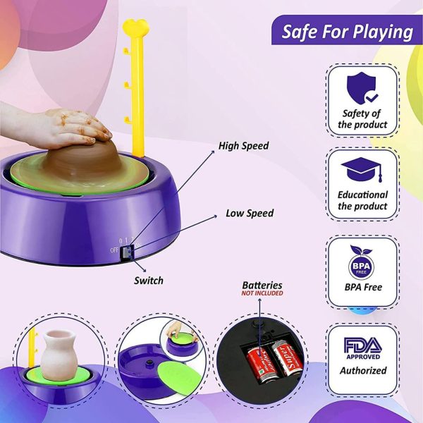 DIY Electric Pottery Wheel Kit with Clay, Paints & Tools - Image 4