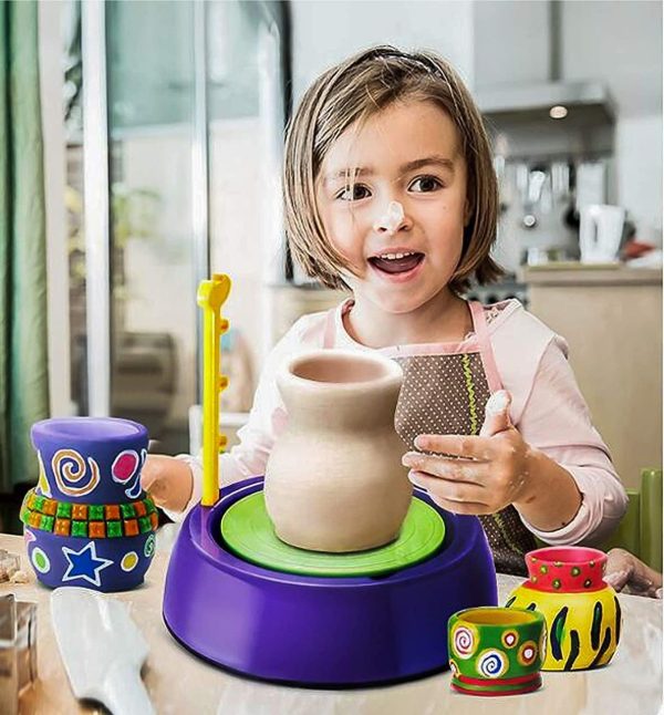DIY Electric Pottery Wheel Kit with Clay, Paints & Tools