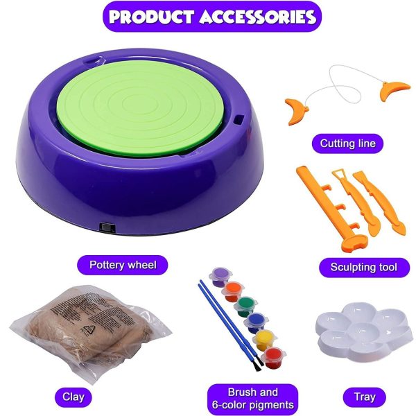 DIY Electric Pottery Wheel Kit with Clay, Paints & Tools - Image 10