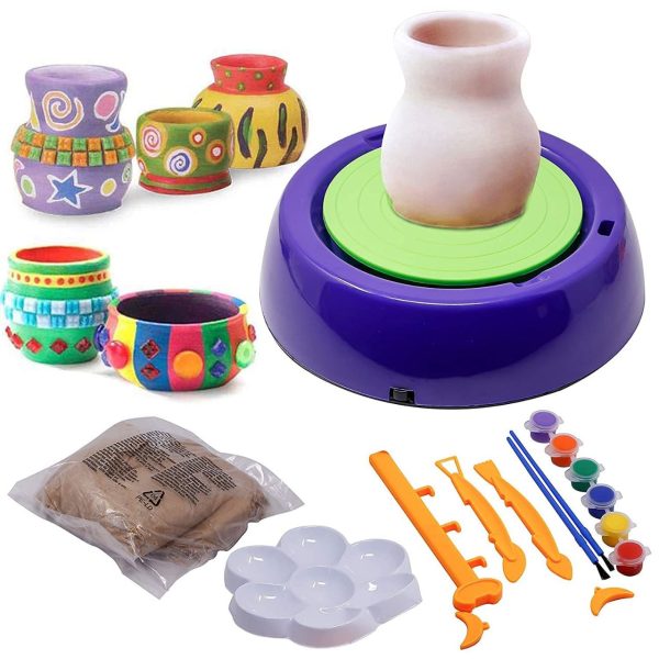 DIY Electric Pottery Wheel Kit with Clay, Paints & Tools - Image 8