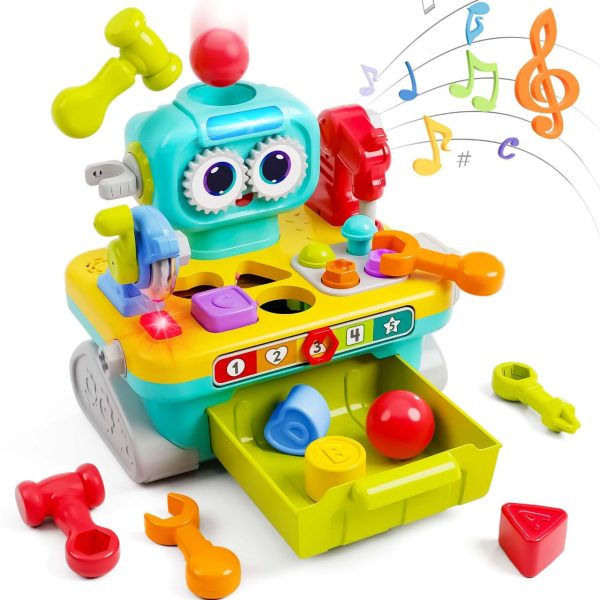 Musical Workbench & Tool Set with Lights, Sounds, Shape Sorter & Pounding Game - Image 6
