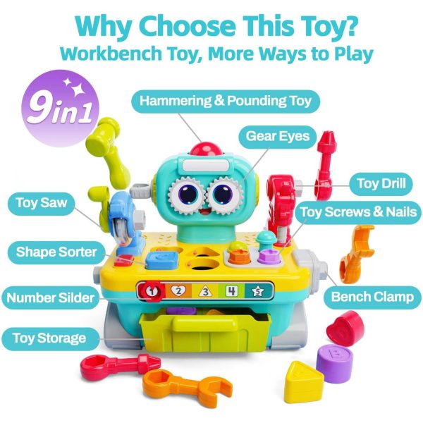 Musical Workbench & Tool Set with Lights, Sounds, Shape Sorter & Pounding Game - Image 5