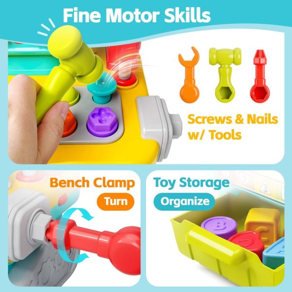 Musical Workbench & Tool Set with Lights, Sounds, Shape Sorter & Pounding Game - Image 3