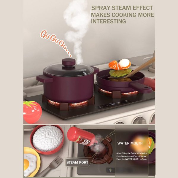 Modern Spray Kitchen Play Set with Realistic Steam, Water & 88 Accessories - Image 7