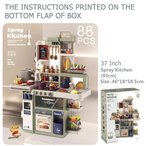 Modern Spray Kitchen Play Set with Realistic Steam, Water & 88 Accessories - Image 6
