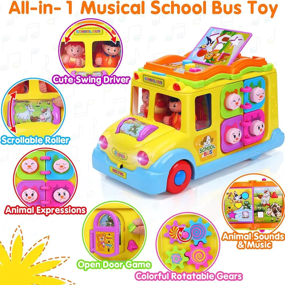 HOLA All-in-1 Musical School Bus Toy 796