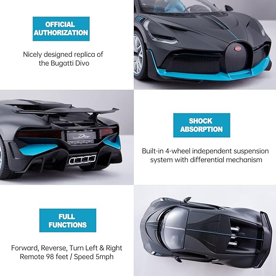 Rastar 1:14 Scale Bugatti Divo Remote Control Car Model 98060 - Image 6