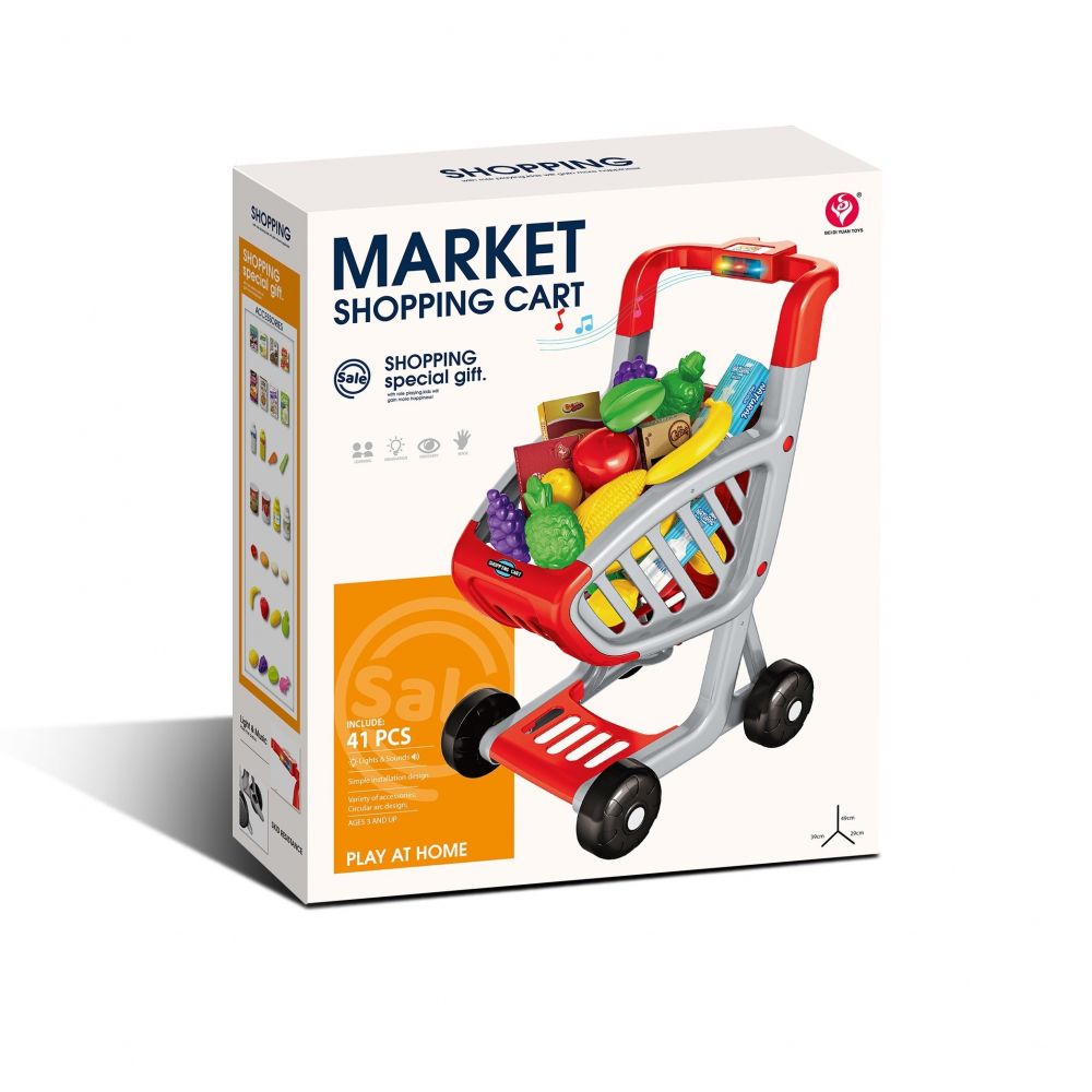 Kids' Market Shopping Cart Play Set (41 Pcs)