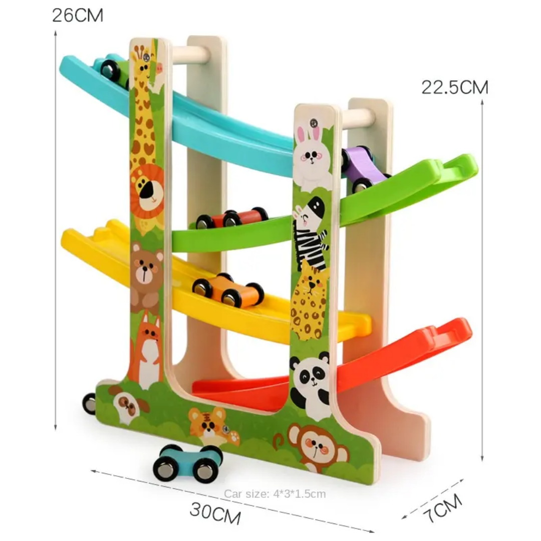 TotTrack™ Wooden Zig-Zag Car Ramp Racer – Interactive 4-Tier Gravity Glider - Image 10