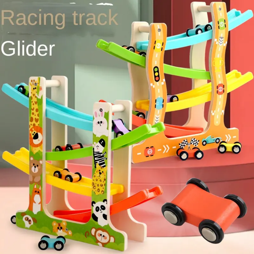 TotTrack™ Wooden Zig-Zag Car Ramp Racer – Interactive 4-Tier Gravity Glider - Image 9