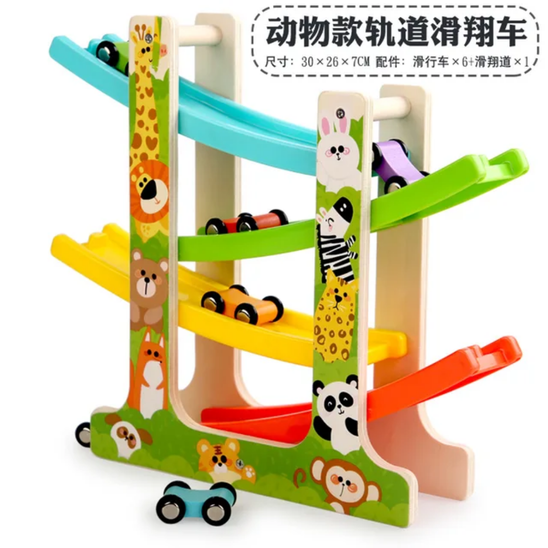 TotTrack™ Wooden Zig-Zag Car Ramp Racer – Interactive 4-Tier Gravity Glider - Image 11