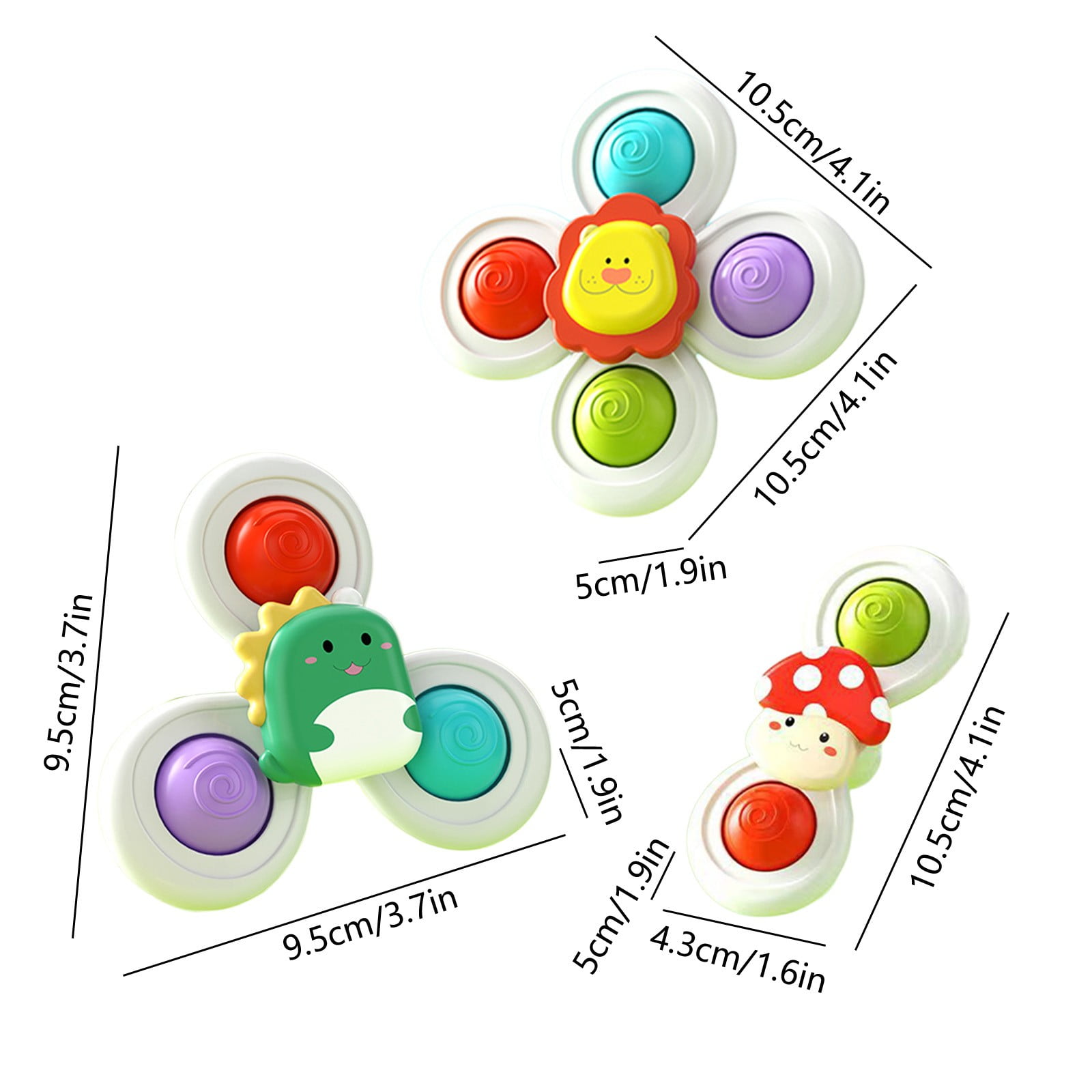 Spin & Pop Trio: Animal-Themed Suction Cup Sensory Spinners - Image 4