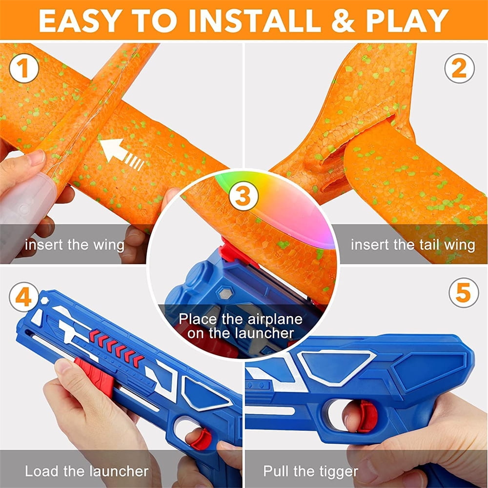 Bluejay 2-Pack LED Foam Airplane Launcher Set: Ultimate Outdoor Flying & Shooting Game - Image 7