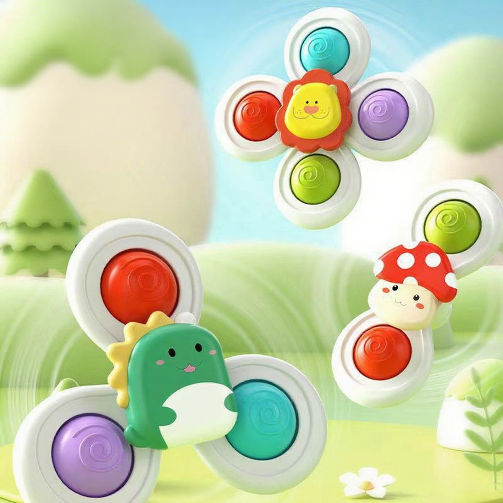 Spin & Pop Trio: Animal-Themed Suction Cup Sensory Spinners - Image 5