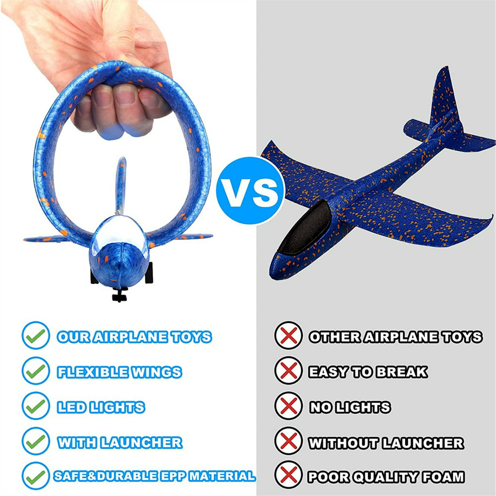 Bluejay 2-Pack LED Foam Airplane Launcher Set: Ultimate Outdoor Flying & Shooting Game - Image 3