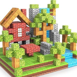 100-Piece Magnetic World Building Blocks Set – Minecraft-Inspired 3D Cube Adventure
