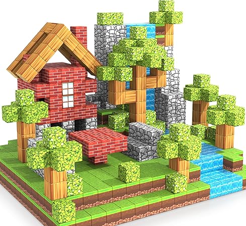 100-Piece Magnetic World Building Blocks Set – Minecraft-Inspired 3D Cube Adventure