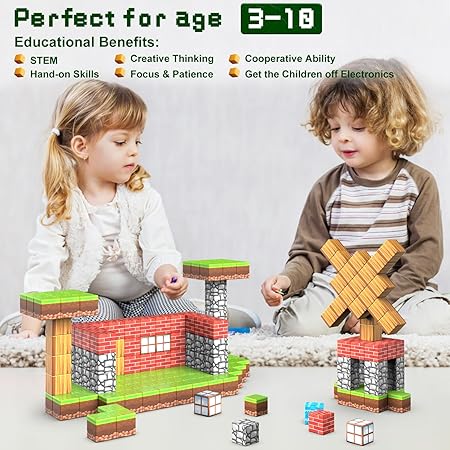 100-Piece Magnetic World Building Blocks Set – Minecraft-Inspired 3D Cube Adventure - Image 4