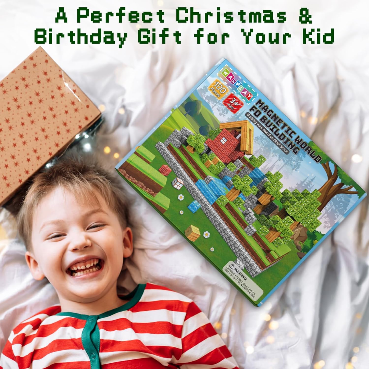 100-Piece Magnetic World Building Blocks Set – Minecraft-Inspired 3D Cube Adventure - Image 2