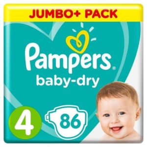 Pampers Baby-Dry Diapers – Size 4 Jumbo+ Pack (86 Count)