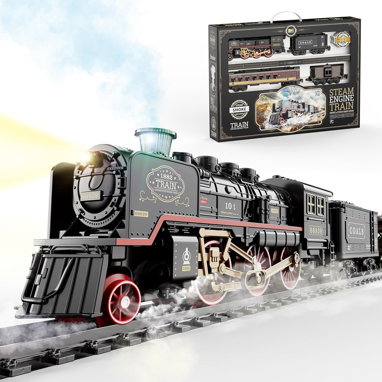 Classic Steam Engine Train Set with Smoke & Steam Simulation - Image 9