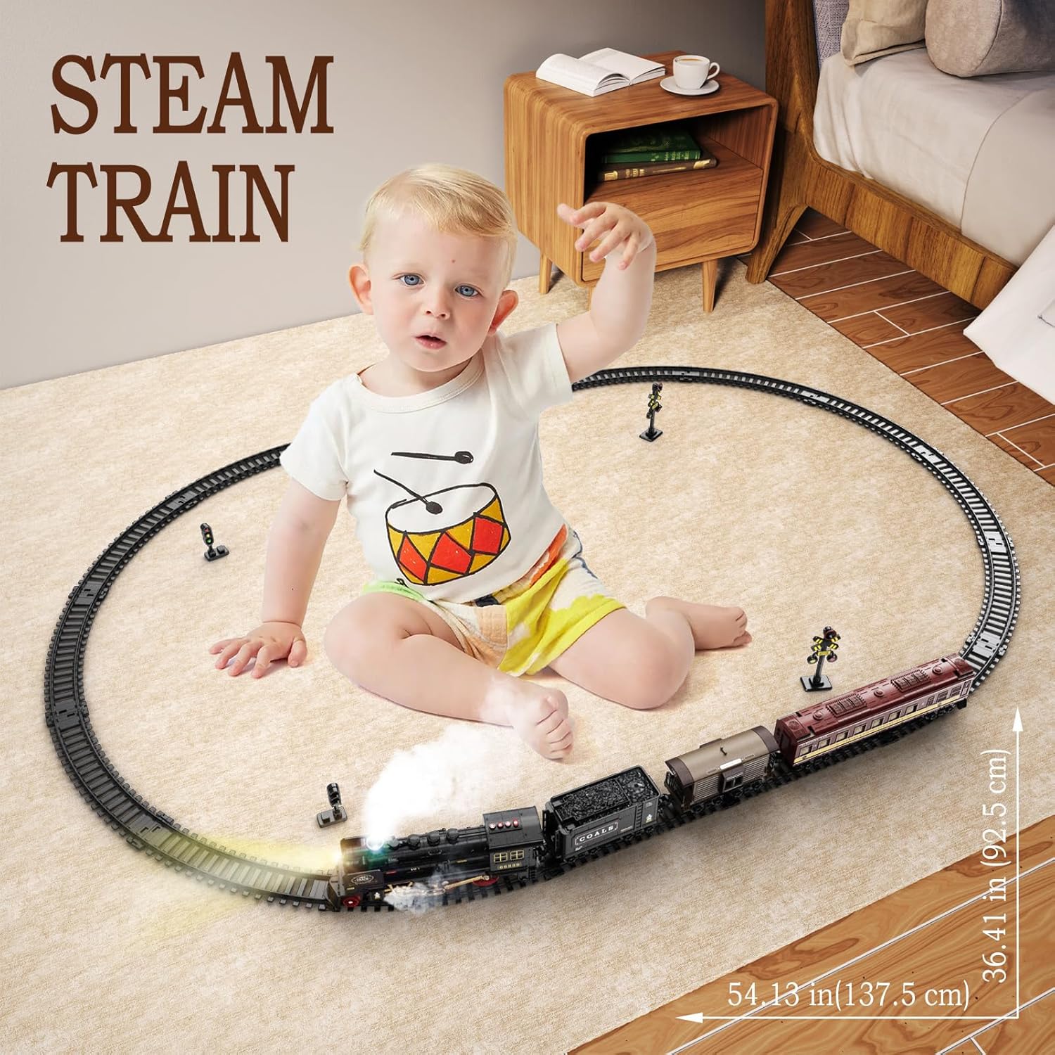 Classic Steam Engine Train Set with Smoke & Steam Simulation - Image 8