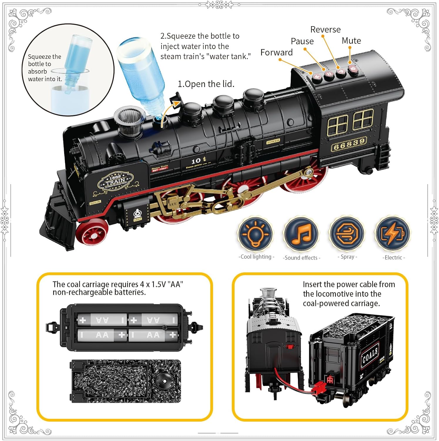 Classic Steam Engine Train Set with Smoke & Steam Simulation - Image 6